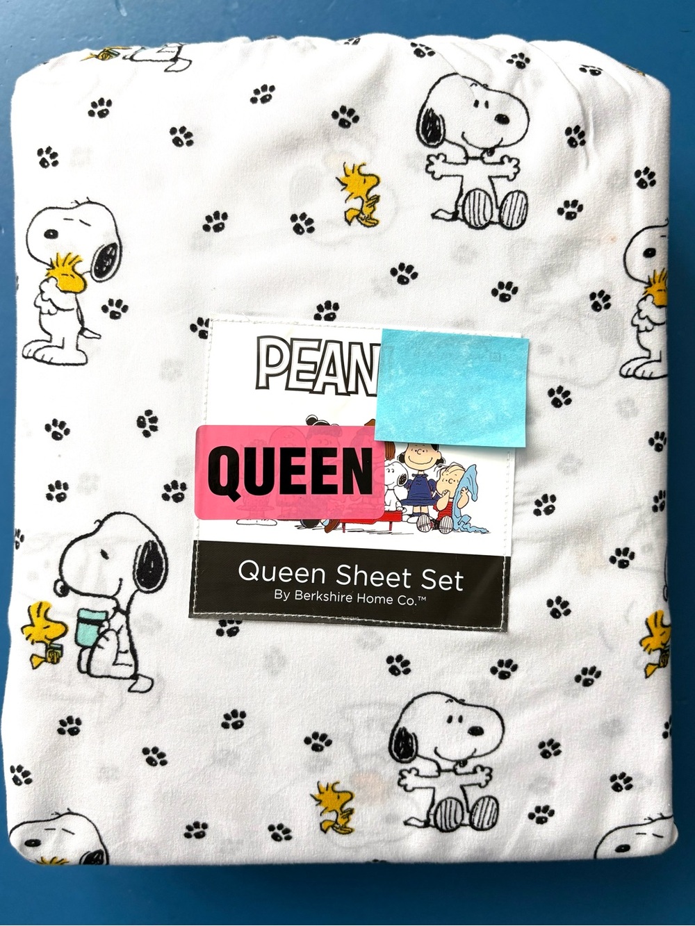 Peanuts Snoopy & Woodstock Paw Prints 4PC Queen Sheet Set New